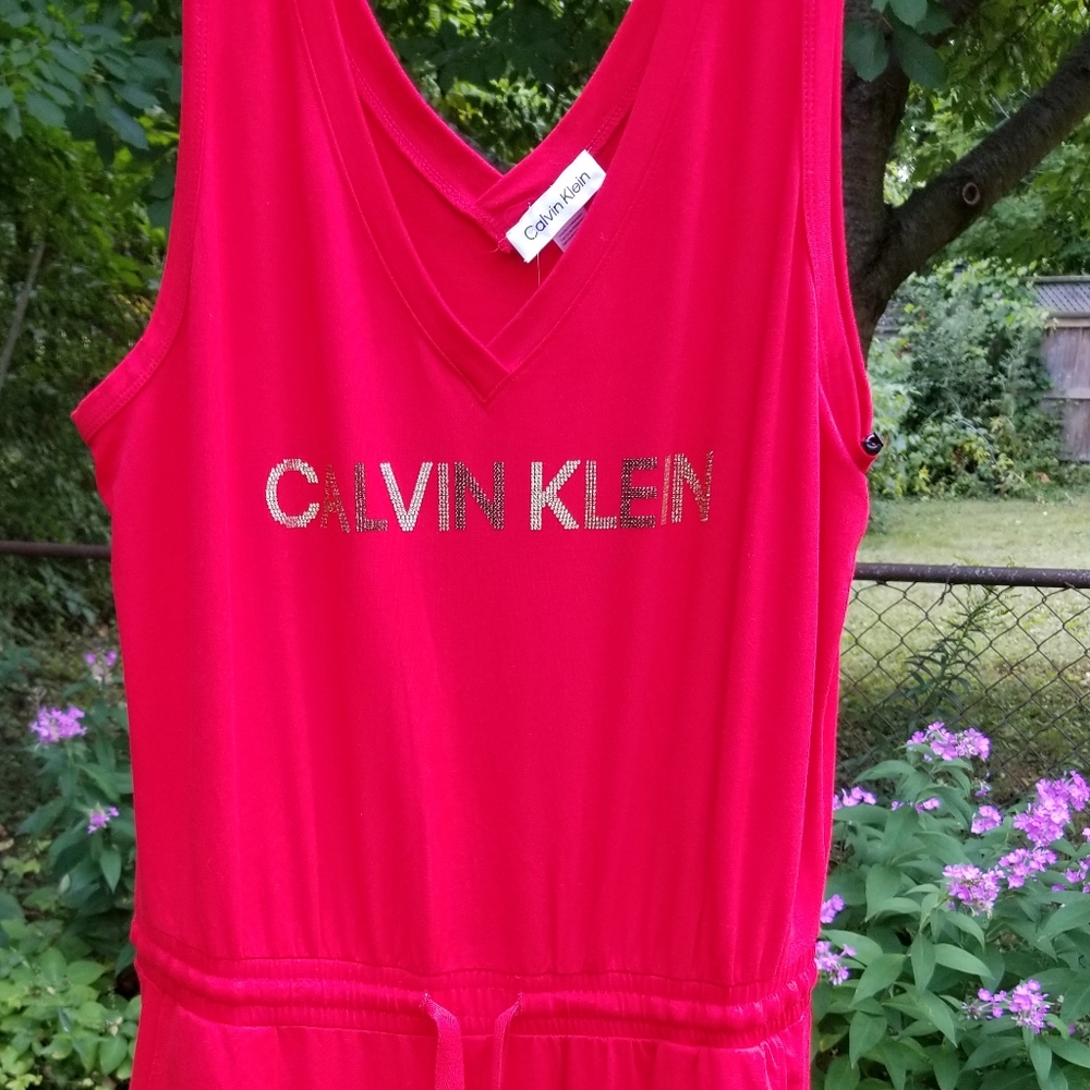 Womens Calvin Klein bright red summer sporty hot girl jumpsuit